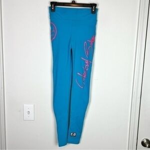Celestial Bodiez leggings womens medium Blue Pink spell out workout yoga
